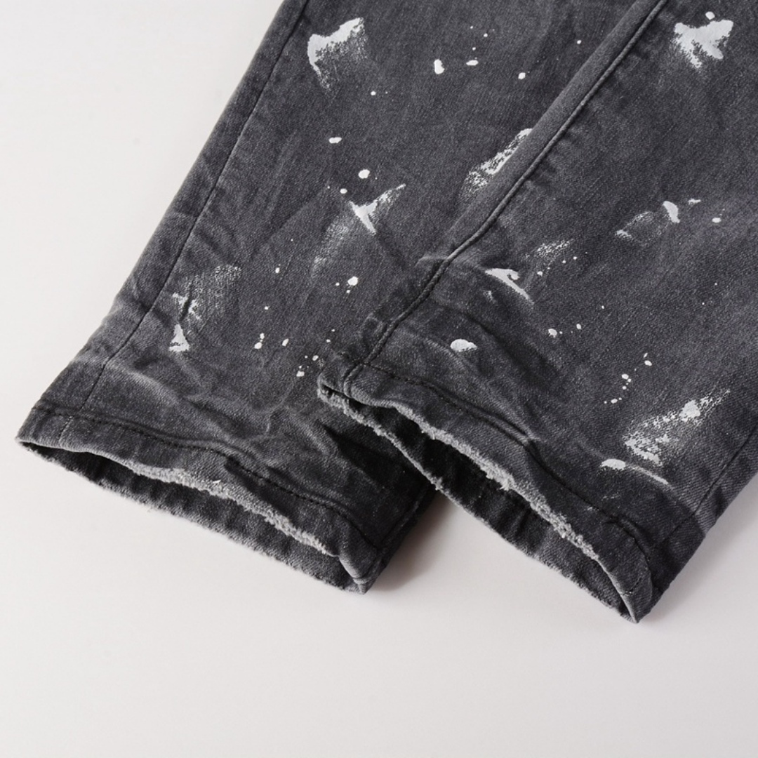 Purple Paint Ripped Jeans